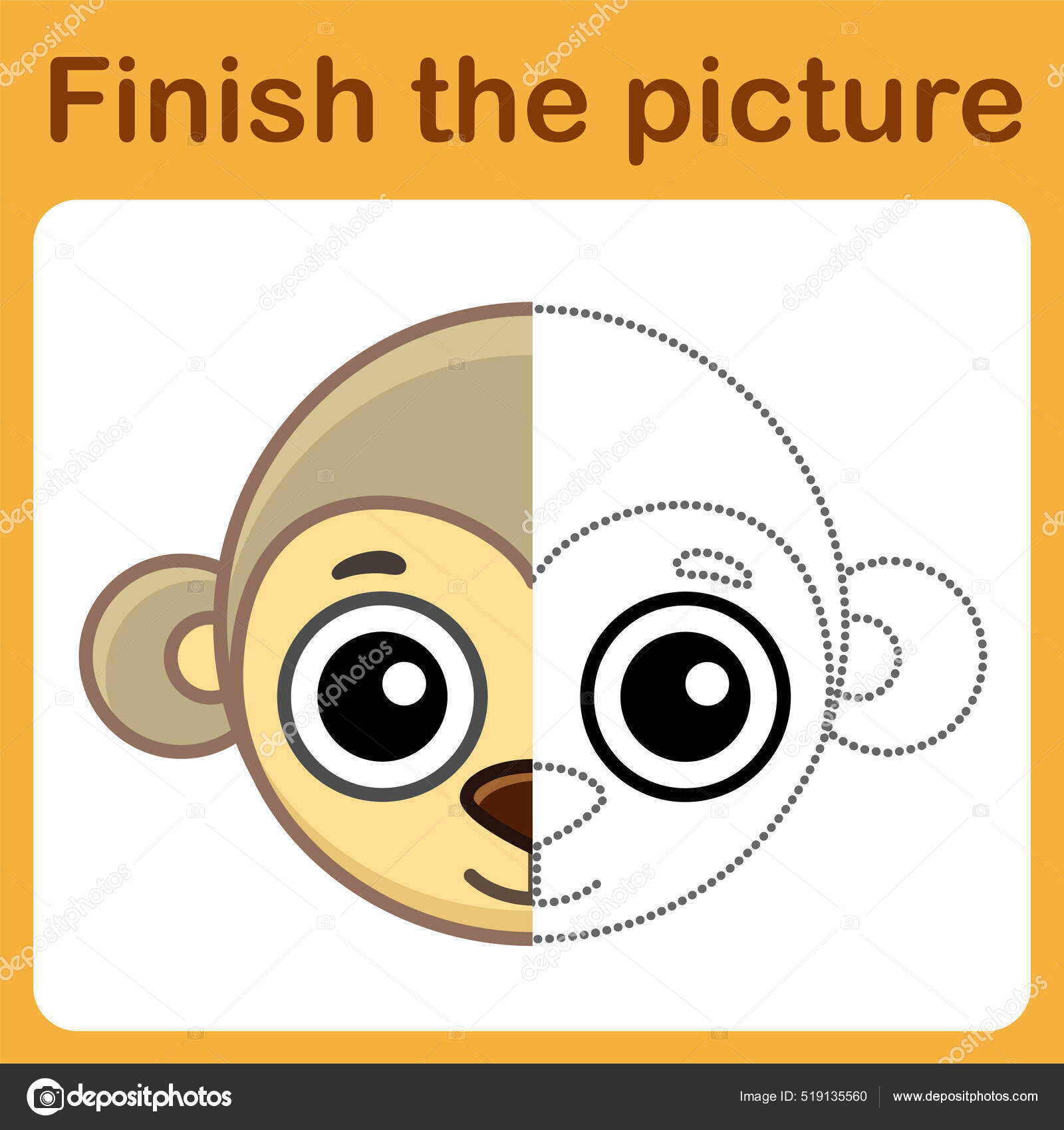Conecte Ponto Complete Imagem Macaco Coloração Simples Jogo